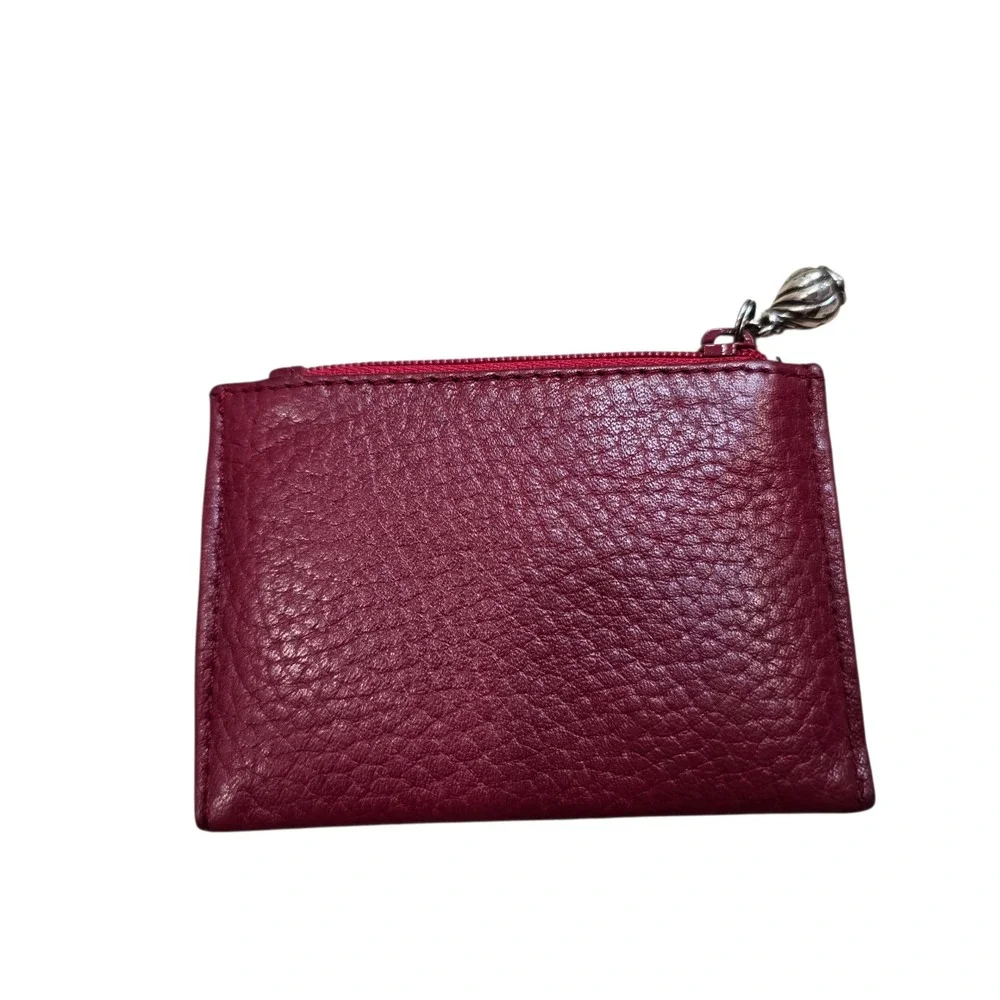 Brighton Red Leather Card Holder Wallet ID Case Coin‎ Purse Heart Charm